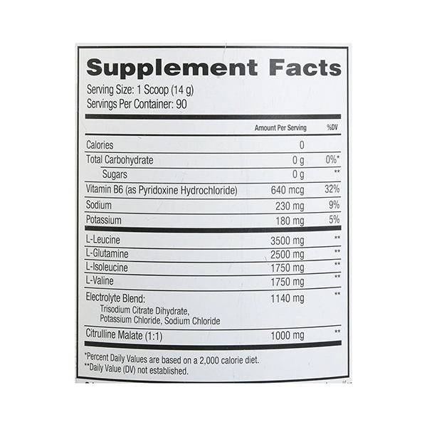 supplement facts of scivation xtend bcaa